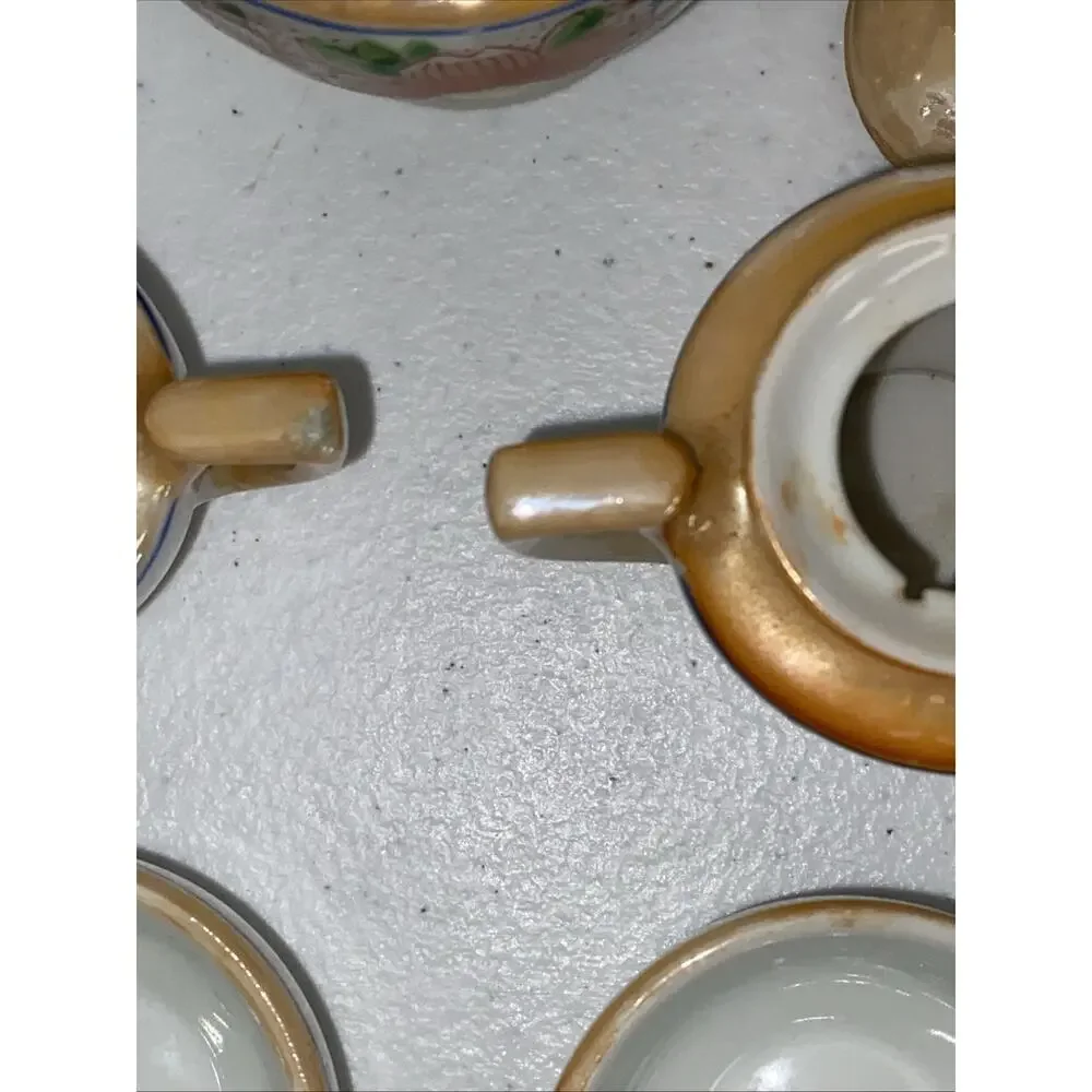 VTG Miniature Tea Set Made In‎ Occupied Japan 3” Teapot Creamer Sugar 2 Teacups